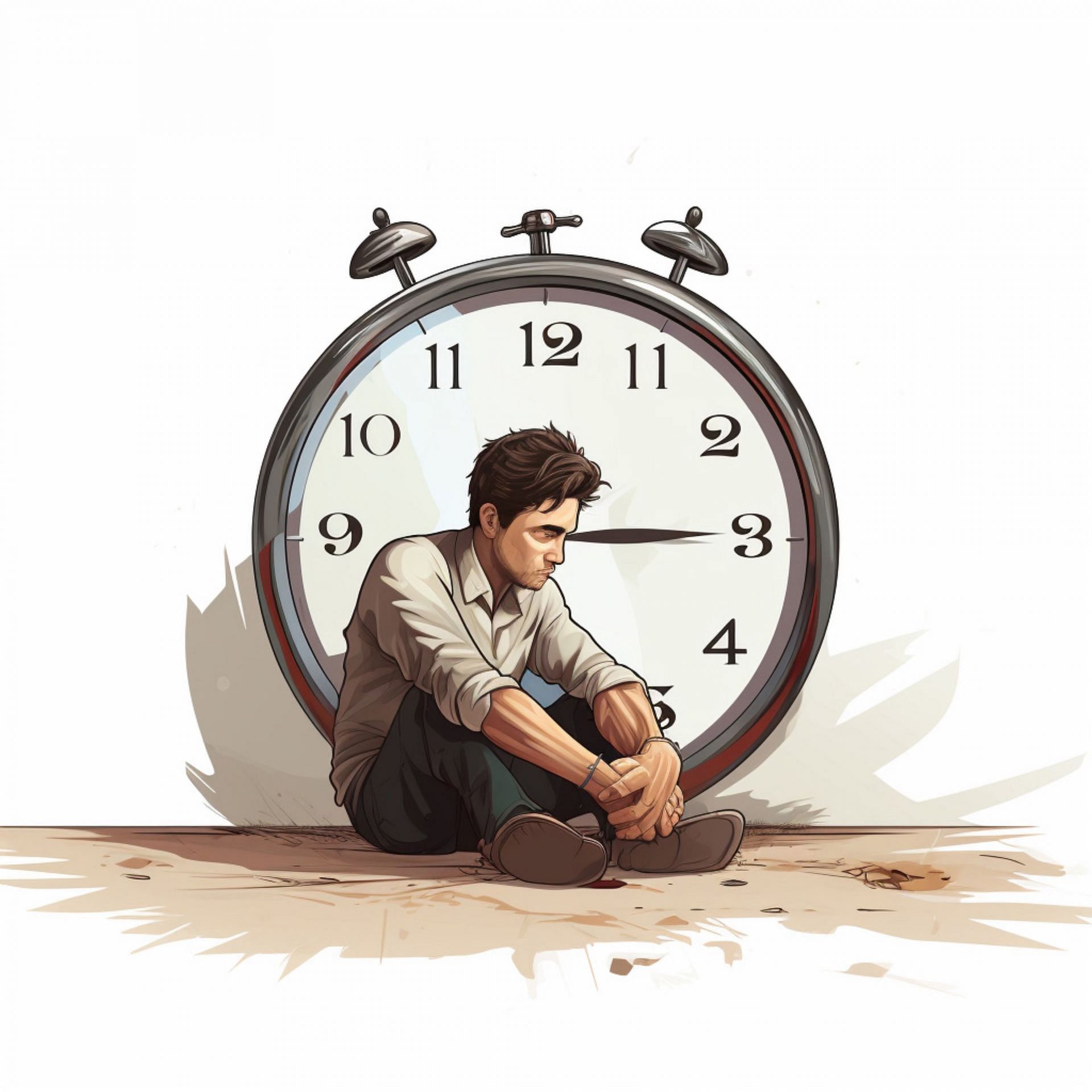Anxious about how time is running by? You may be worrying about how time affects our mental health. (Image via Vecteezy/ Icon Ade)